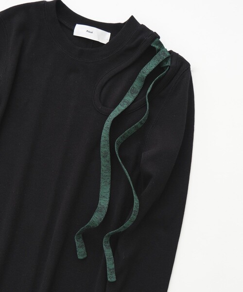 toga pulla トーガプルラ Cupra Jersey Tシャツ ブラック TOGA PULLA(トーガプルラ)】レースシャツ（シャツ/ブラウス