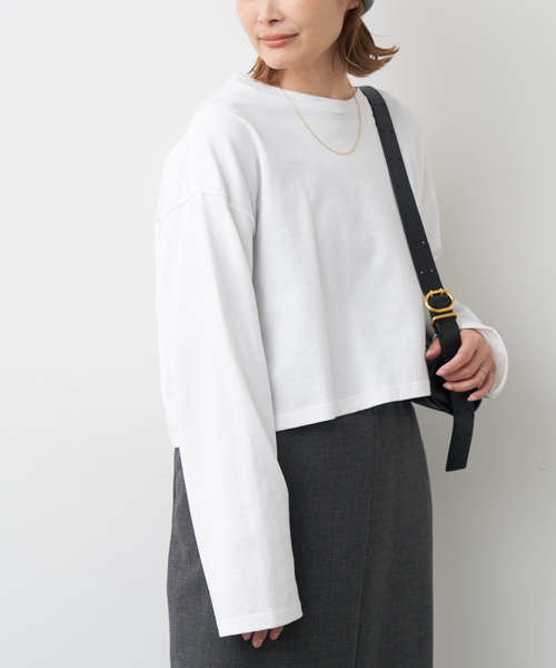 美品　ドゥーズィエムクラス Skew ホワイト 白　ロンT フリーサイズ SKIN/スキン】 ロングスリーブ LOGO Tシャツ（Tシャツ