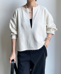 DouDou | 裏毛スリットトップス(スウェット)