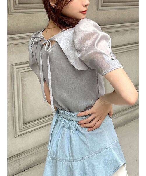 RESEXXY（リゼクシー）の「バックヨークシアースリーブニットトップス（ニット/セーター・レディース・ブルー/ホワイト/ブラック・FREE）」の3枚目の写真