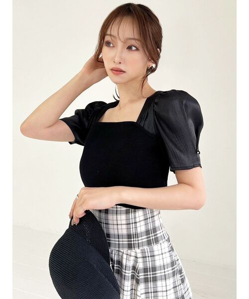 RESEXXY（リゼクシー）の「バックヨークシアースリーブニットトップス（ニット/セーター・レディース・ブルー/ホワイト/ブラック・FREE）」の5枚目の写真