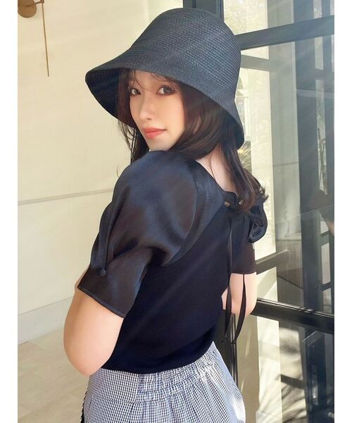 RESEXXY（リゼクシー）の「バックヨークシアースリーブニットトップス（ニット/セーター・レディース・ブルー/ホワイト/ブラック・FREE）」の9枚目の写真