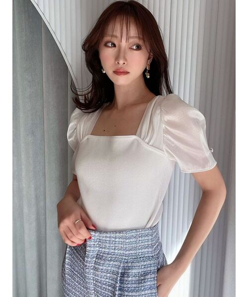 RESEXXY（リゼクシー）の「バックヨークシアースリーブニットトップス（ニット/セーター・レディース・ブルー/ホワイト/ブラック・FREE）」の13枚目の写真