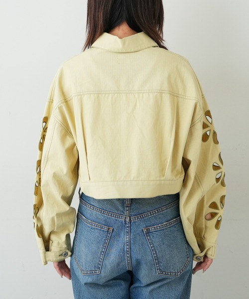 HELLO.SANFRANCISCO（ハローサンフランシスコ）の「【HELLO.SANFRANCISCO／ハローサンフランシスコ】フラワーカットアウトジャケット（デニムジャケット・レディース・アイボリー/イエロー/ピンク・ONE SIZE）」の14枚目の写真