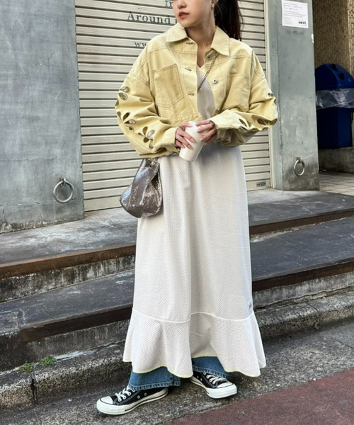 HELLO.SANFRANCISCO（ハローサンフランシスコ）の「【HELLO.SANFRANCISCO／ハローサンフランシスコ】フラワーカットアウトジャケット（デニムジャケット・レディース・アイボリー/イエロー/ピンク・ONE SIZE）」の19枚目の写真