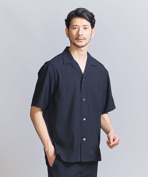 BEAUTY&YOUTH UNITED ARROWS（ビューティーアンドユースユナイテッドアローズ）の「【WEB限定 WARDROBE SMART】テック シアサッカー オープンカラー シャツ（シャツ/ブラウス・メンズ・ベージュ/ネイビー/ブラック・S/M/L/XL）」の5枚目の写真