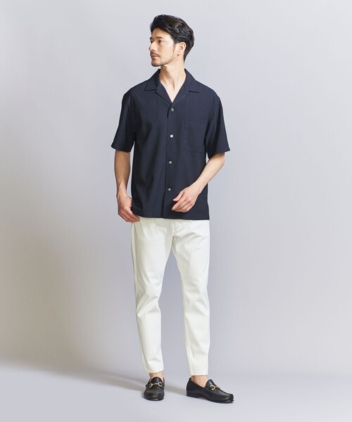 BEAUTY&YOUTH UNITED ARROWS（ビューティーアンドユースユナイテッドアローズ）の「【WEB限定 WARDROBE SMART】テック シアサッカー オープンカラー シャツ（シャツ/ブラウス・メンズ・ベージュ/ネイビー/ブラック・S/M/L/XL）」の6枚目の写真