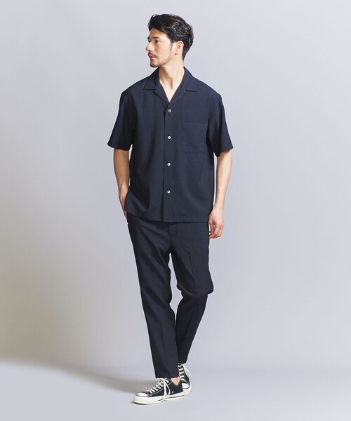 BEAUTY&YOUTH UNITED ARROWS（ビューティーアンドユースユナイテッドアローズ）の「【WEB限定 WARDROBE SMART】テック シアサッカー オープンカラー シャツ（シャツ/ブラウス・メンズ・ベージュ/ネイビー/ブラック・S/M/L/XL）」の7枚目の写真