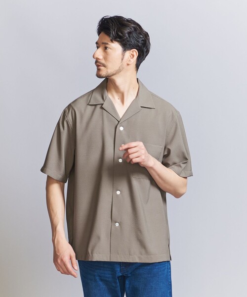 BEAUTY&YOUTH UNITED ARROWS（ビューティーアンドユースユナイテッドアローズ）の「【WEB限定 WARDROBE SMART】テック シアサッカー オープンカラー シャツ（シャツ/ブラウス・メンズ・ベージュ/ネイビー/ブラック・S/M/L/XL）」の9枚目の写真