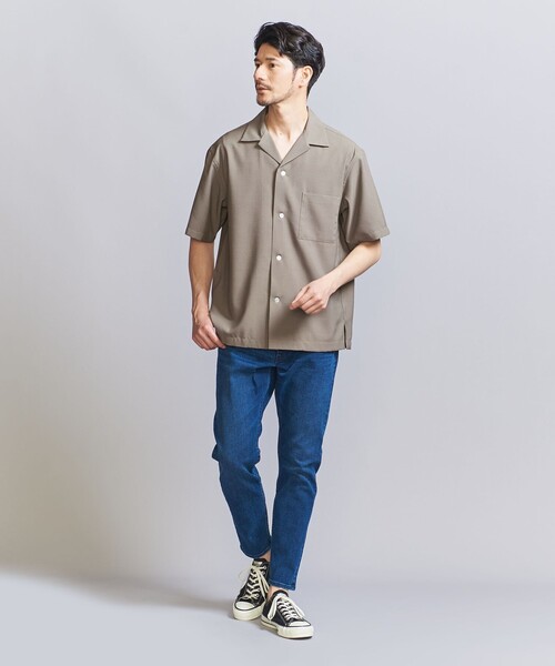 BEAUTY&YOUTH UNITED ARROWS（ビューティーアンドユースユナイテッドアローズ）の「【WEB限定 WARDROBE SMART】テック シアサッカー オープンカラー シャツ（シャツ/ブラウス・メンズ・ベージュ/ネイビー/ブラック・S/M/L/XL）」の11枚目の写真