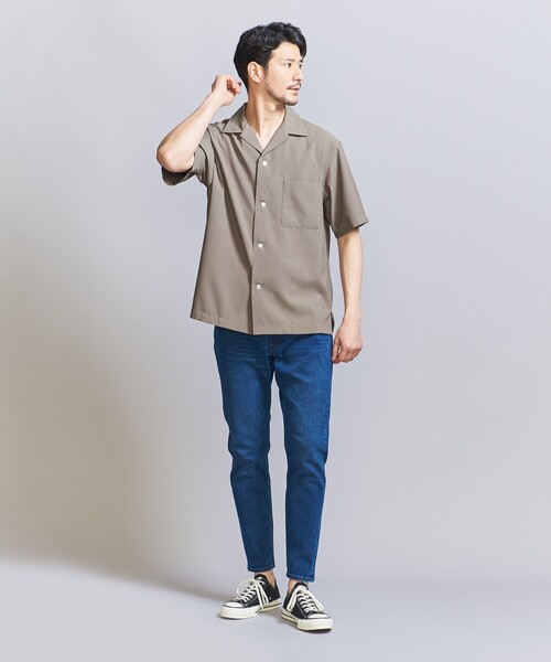 BEAUTY&YOUTH UNITED ARROWS（ビューティーアンドユースユナイテッドアローズ）の「【WEB限定 WARDROBE SMART】テック シアサッカー オープンカラー シャツ（シャツ/ブラウス・メンズ・ベージュ/ネイビー/ブラック・S/M/L/XL）」の12枚目の写真