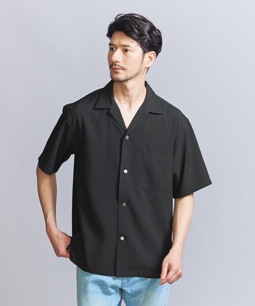 BEAUTY&YOUTH UNITED ARROWS（ビューティーアンドユースユナイテッドアローズ）の「【WEB限定 WARDROBE SMART】テック シアサッカー オープンカラー シャツ（シャツ/ブラウス・メンズ・ベージュ/ネイビー/ブラック・S/M/L/XL）」の14枚目の写真