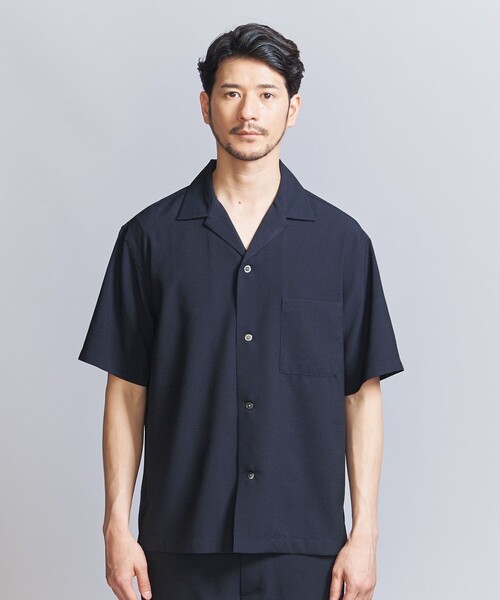 BEAUTY&YOUTH UNITED ARROWS（ビューティーアンドユースユナイテッドアローズ）の「【WEB限定 WARDROBE SMART】テック シアサッカー オープンカラー シャツ（シャツ/ブラウス・メンズ・ベージュ/ネイビー/ブラック・S/M/L/XL）」の19枚目の写真