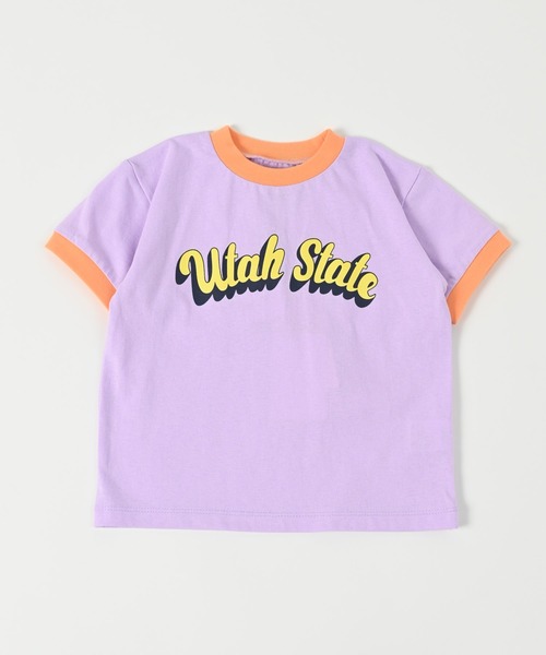 Ocean&Ground（オーシャン&グラウンド）の「Utah State リンガーTシャツ（80～140cm）（Tシャツ/カットソー・キッズ・ミント/キナリ/パープル/ホワイト・120/100/80/95/90/140/130/110）」の4枚目の写真