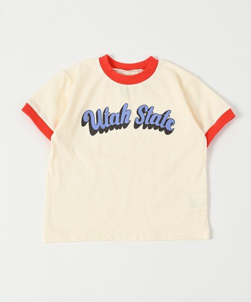 Ocean&Ground（オーシャン&グラウンド）の「Utah State リンガーTシャツ（80～140cm）（Tシャツ/カットソー・キッズ・ミント/キナリ/パープル/ホワイト・120/100/80/95/90/140/130/110）」の3枚目の写真