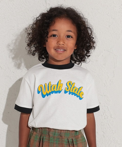 Ocean&Ground（オーシャン&グラウンド）の「Utah State リンガーTシャツ（80～140cm）（Tシャツ/カットソー・キッズ・ミント/キナリ/パープル/ホワイト・120/100/80/95/90/140/130/110）」の6枚目の写真