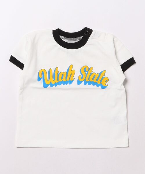 Ocean&Ground（オーシャン&グラウンド）の「Utah State リンガーTシャツ（80～140cm）（Tシャツ/カットソー・キッズ・ミント/キナリ/パープル/ホワイト・120/100/80/95/90/140/130/110）」の5枚目の写真