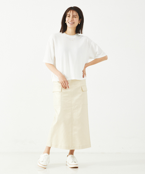 abahouse mavie（アバハウスマヴィ）の「楊柳半袖Tシャツ（Tシャツ/カットソー・レディース・ホワイト/ブラック/セージグリーン・フリー）」の5枚目の写真