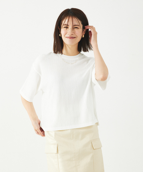 abahouse mavie（アバハウスマヴィ）の「楊柳半袖Tシャツ（Tシャツ/カットソー・レディース・ホワイト/ブラック/セージグリーン・フリー）」の7枚目の写真