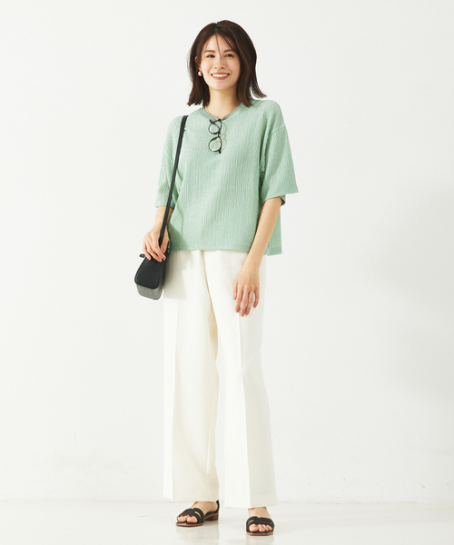 abahouse mavie（アバハウスマヴィ）の「楊柳半袖Tシャツ（Tシャツ/カットソー・レディース・ホワイト/ブラック/セージグリーン・フリー）」の10枚目の写真