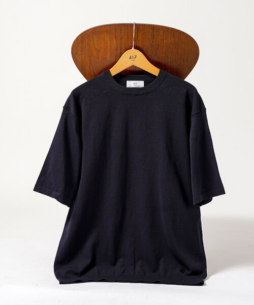 417 EDIFICE(フォーワンセブンエディフィス)の「アンチピリング シルキーニットTEE(ニット/セーター・メンズ・ベージュ/ネイビー/オレンジ/グレー/ブルー・SMALL/MEDIUM/LARGE)」の3枚目の写真
