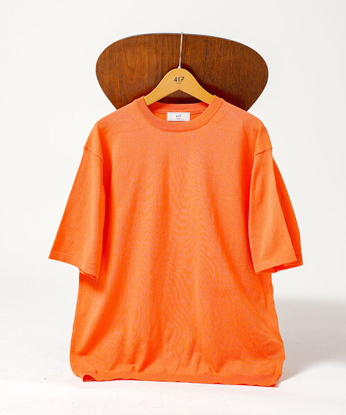 417 EDIFICE(フォーワンセブンエディフィス)の「アンチピリング シルキーニットTEE(ニット/セーター・メンズ・ベージュ/ネイビー/オレンジ/グレー/ブルー・SMALL/MEDIUM/LARGE)」の5枚目の写真