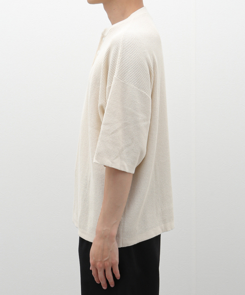 Healthknit(ヘルスニット)の「Healthknit / ヘルスニット ヘンリーネック ニットソー(ニット/セーター・メンズ・ブラック/アイボリー・SMALL/MEDIUM)」の5枚目の写真