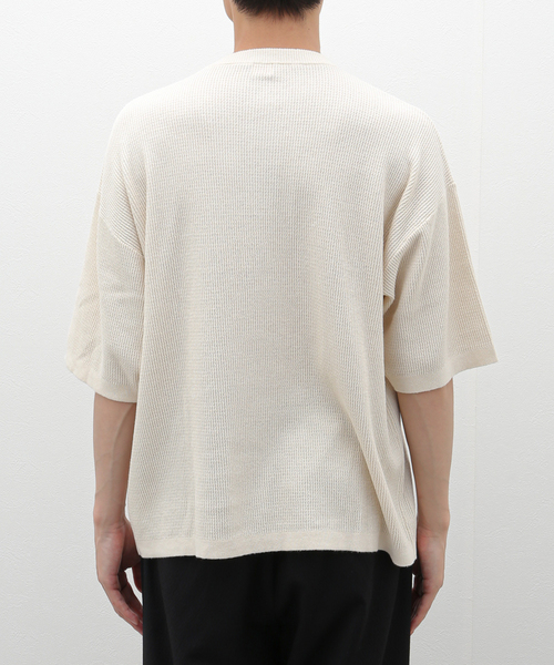 Healthknit(ヘルスニット)の「Healthknit / ヘルスニット ヘンリーネック ニットソー(ニット/セーター・メンズ・ブラック/アイボリー・SMALL/MEDIUM)」の6枚目の写真