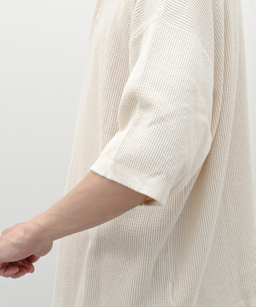 Healthknit(ヘルスニット)の「Healthknit / ヘルスニット ヘンリーネック ニットソー(ニット/セーター・メンズ・ブラック/アイボリー・SMALL/MEDIUM)」の10枚目の写真