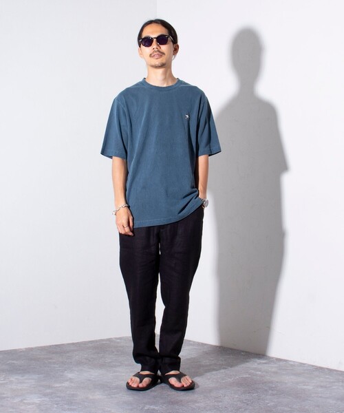 GLOSTER（グロスター）の「【GLOSTER/グロスター】フレンチブルドッグ刺繍 ピグメントTシャツ ワンポイント（Tシャツ/カットソー・メンズ・ネイビー/グレイッシュベージュ/ベージュ/チャコールグレー・S/XL/L/M）」の9枚目の写真