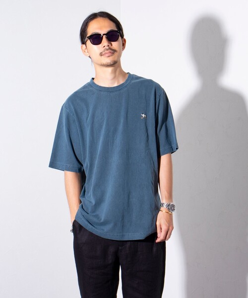 GLOSTER（グロスター）の「【GLOSTER/グロスター】フレンチブルドッグ刺繍 ピグメントTシャツ ワンポイント（Tシャツ/カットソー・メンズ・ネイビー/グレイッシュベージュ/ベージュ/チャコールグレー・S/XL/L/M）」の10枚目の写真
