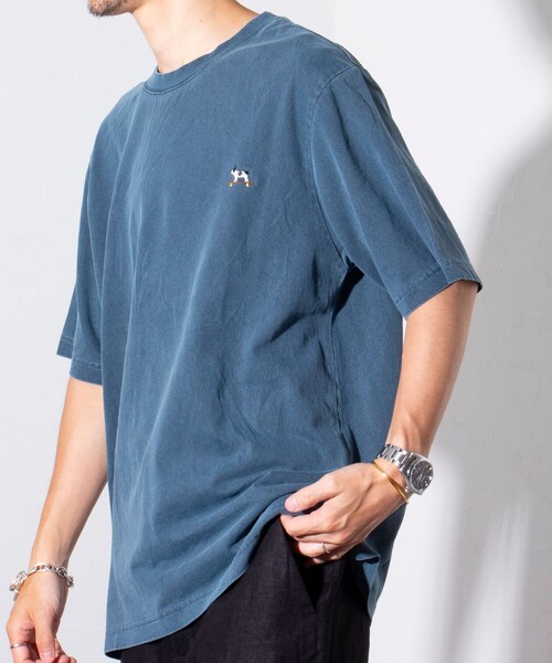 GLOSTER（グロスター）の「【GLOSTER/グロスター】フレンチブルドッグ刺繍 ピグメントTシャツ ワンポイント（Tシャツ/カットソー・メンズ・ネイビー/グレイッシュベージュ/ベージュ/チャコールグレー・S/XL/L/M）」の11枚目の写真