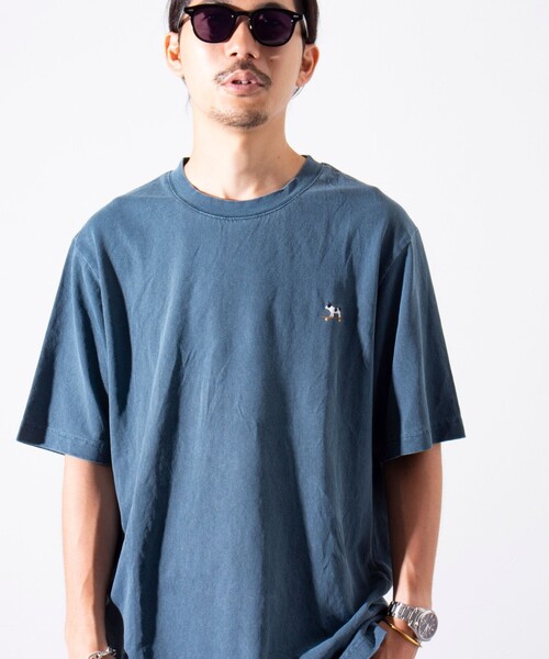 GLOSTER（グロスター）の「【GLOSTER/グロスター】フレンチブルドッグ刺繍 ピグメントTシャツ ワンポイント（Tシャツ/カットソー・メンズ・ネイビー/グレイッシュベージュ/ベージュ/チャコールグレー・S/XL/L/M）」の14枚目の写真
