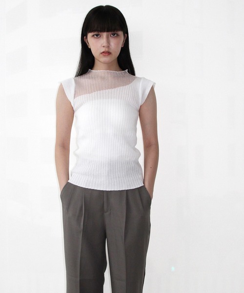 H.TOKYO（エイチトウキョウ）の「シアー ハイネックリブニット トップス（ニット/セーター・レディース・ホワイト/ブラック/ベージュ・FREE）」の13枚目の写真