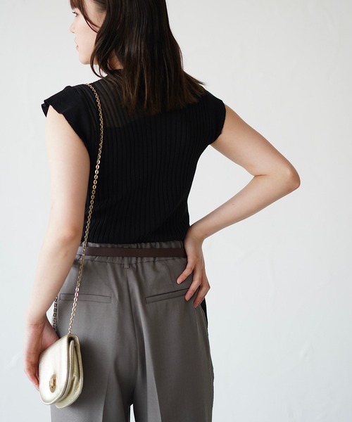 H.TOKYO（エイチトウキョウ）の「シアー ハイネックリブニット トップス（ニット/セーター・レディース・ホワイト/ブラック/ベージュ・FREE）」の16枚目の写真