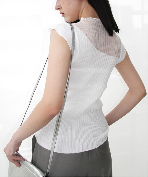H.TOKYO（エイチトウキョウ）の「シアー ハイネックリブニット トップス（ニット/セーター・レディース・ホワイト/ブラック/ベージュ・FREE）」の10枚目の写真