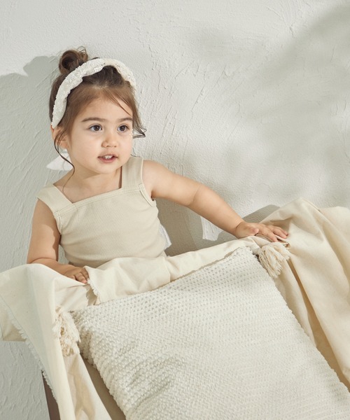 sea and shells by pairmanon（シーアンドシェルズバイペアマノン）の「【sea and shells by pairmanon】ワイドストラップ リブ キャミソール（その他ベビーウェア・キッズ・カーキ/アイボリー/ベージュ・90/80/100/110）」の4枚目の写真