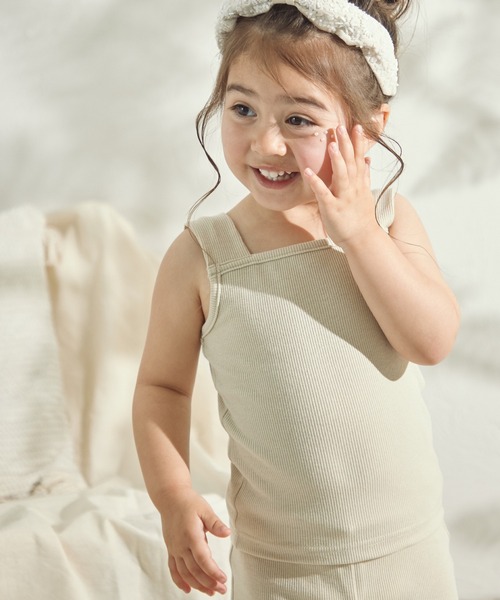 sea and shells by pairmanon（シーアンドシェルズバイペアマノン）の「【sea and shells by pairmanon】ワイドストラップ リブ キャミソール（その他ベビーウェア・キッズ・カーキ/アイボリー/ベージュ・90/80/100/110）」の9枚目の写真
