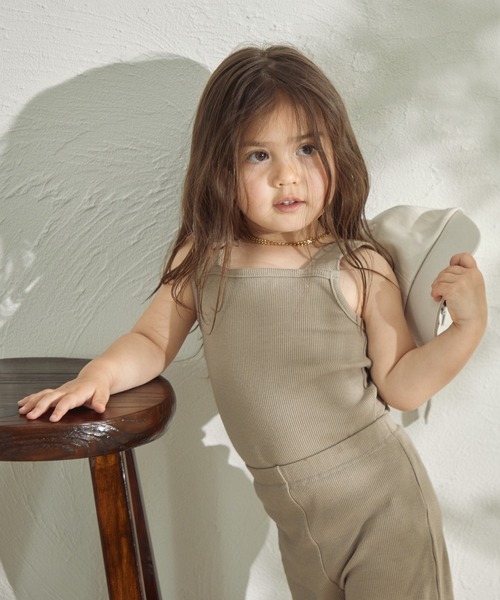 sea and shells by pairmanon（シーアンドシェルズバイペアマノン）の「【sea and shells by pairmanon】ワイドストラップ リブ キャミソール（その他ベビーウェア・キッズ・カーキ/アイボリー/ベージュ・90/80/100/110）」の12枚目の写真