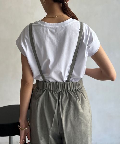 Chez toi(シェトワ)の「接触冷感フレンチスリーブロゴT(Tシャツ/カットソー・レディース・ネイビー/グレイッシュベージュ/オリーブ/オフホワイト・FREE)」の9枚目の写真