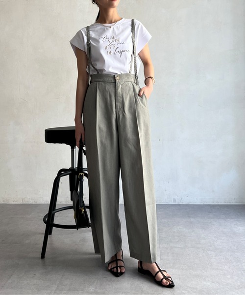 Chez toi(シェトワ)の「接触冷感フレンチスリーブロゴT(Tシャツ/カットソー・レディース・ネイビー/グレイッシュベージュ/オリーブ/オフホワイト・FREE)」の15枚目の写真