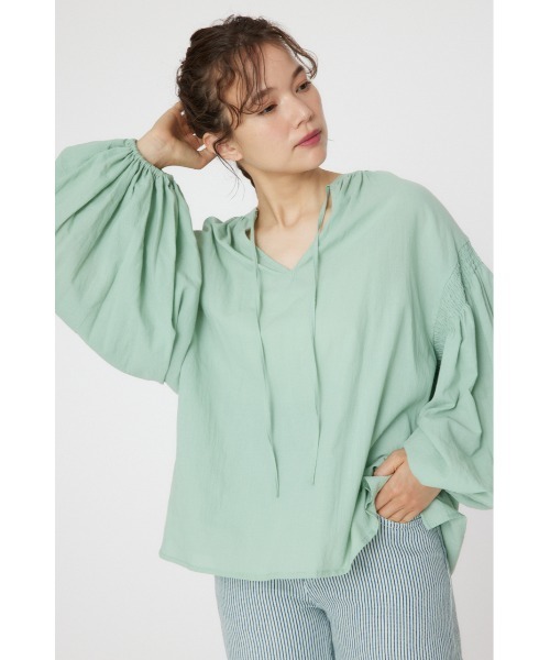 RODEO CROWNS WIDE BOWL（ロデオクラウンズワイドボウル）の「2WAY リネンカフタンブラウス（シャツ/ブラウス・レディース・アイボリー/ピンク/ライトカーキ・FREE）」の2枚目の写真