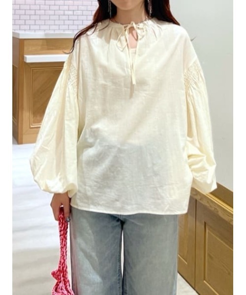 RODEO CROWNS WIDE BOWL（ロデオクラウンズワイドボウル）の「2WAY リネンカフタンブラウス（シャツ/ブラウス・レディース・アイボリー/ピンク/ライトカーキ・FREE）」の4枚目の写真