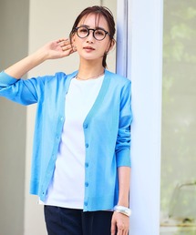 《洗える・シワになりにくい・乾燥機OK》シアーVネックカーディガン【CF/クロスファンクション】