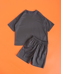 半袖メッシュセットアップ セットアップ 接触冷感オーバーサイズ半袖Tシャツ×ストレッチ