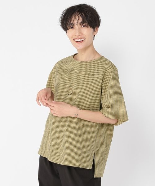 《ウタオ》ギンガムサッカーブラウス