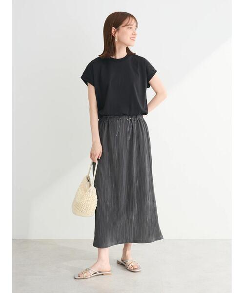 Green　Parks（グリーンパークス）の「プリーツドッキングフレンチワンピース（ワンピース・レディース・カーキ/グレイッシュベージュ/ダークグレー・FREE）」の14枚目の写真