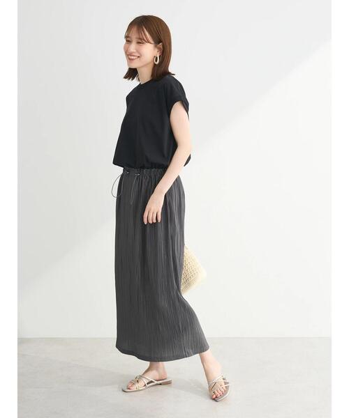 Green　Parks（グリーンパークス）の「プリーツドッキングフレンチワンピース（ワンピース・レディース・カーキ/グレイッシュベージュ/ダークグレー・FREE）」の13枚目の写真