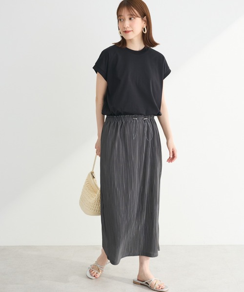 Green　Parks（グリーンパークス）の「プリーツドッキングフレンチワンピース（ワンピース・レディース・カーキ/グレイッシュベージュ/ダークグレー・FREE）」の2枚目の写真