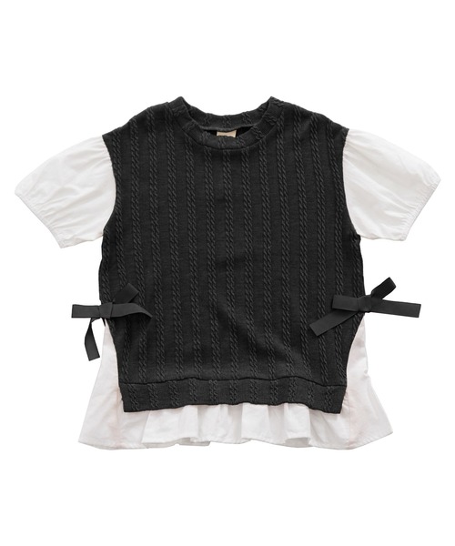 Bee des Bee(ビーデスビー)の「ベスト重ね着風 半袖シャツトップス(Tシャツ/カットソー・キッズ・オレンジ/チャコール/ブラック/ベージュ・110cm/100cm/120cm/150cm/140cm/130cm)」の15枚目の写真